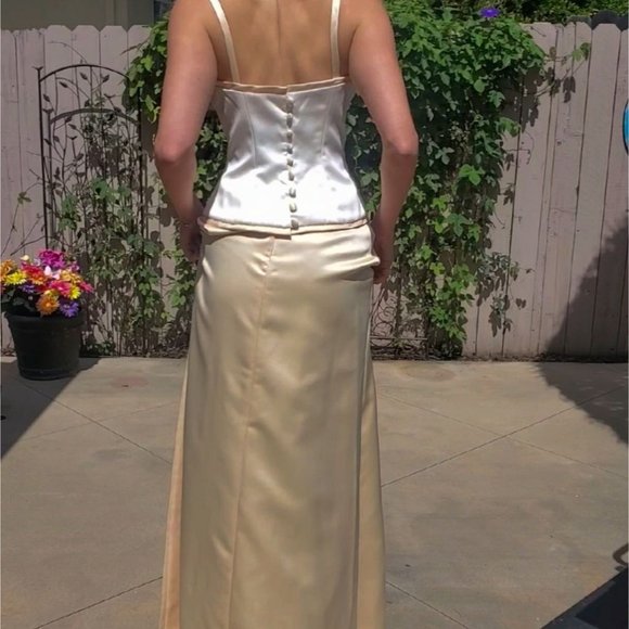 Vintage Watters and Watters Two-Piece White/Yellow 90s/Y2K Bridesmaid Dress Sz 2 - Picture 5 of 13